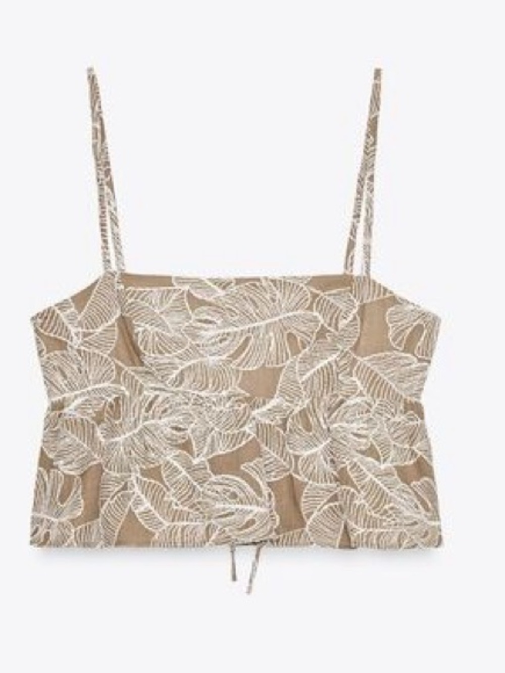 Zara Square Neck Cropped Camisole Tank Tan Beige‎ Size Medium NWOT
